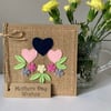 Mothers Day Card. Hearts and flowers. Wool felt. Handmade.