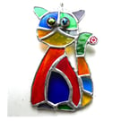 Cat Suncatcher Stained Glass Rainbow Picasso Patchwork 016