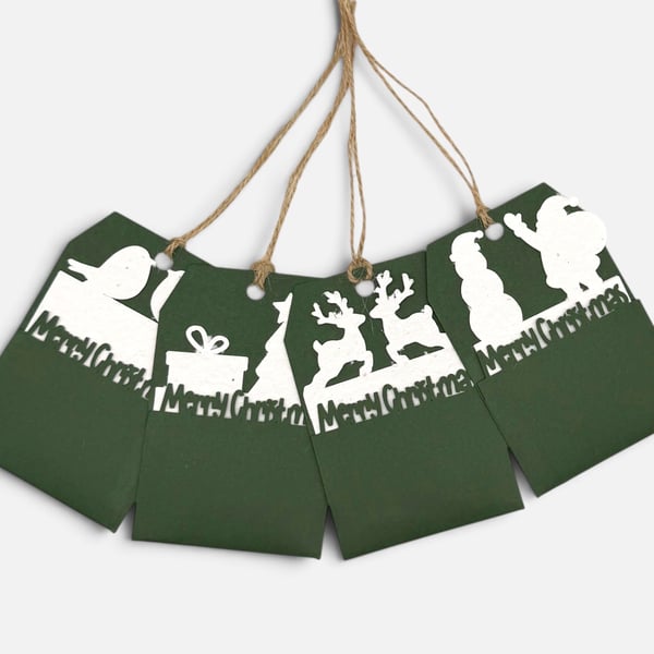 Seed Paper Christmas Gift Tags, Plantable Wildflower Tags, Set of 4