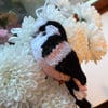 Long tailed tit bird tree decoration hand knit 
