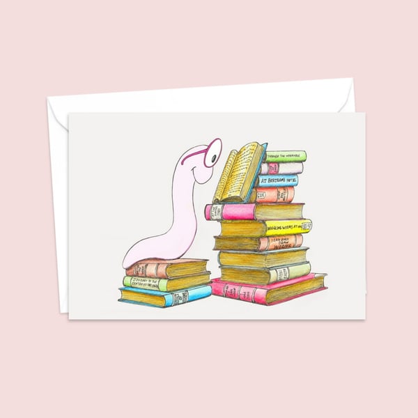 Bookworm Greeting Card: Book Lover Birthday Card (203)