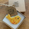  Hand Made Yellow Speckled Porcelain Bird  