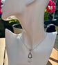 Silver Tone Necklace with Dangle Pendant & Pearl Bead Detail