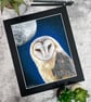 Fine Art Print of "Queen of the Night" Owl and Moon Coloured Pencil Art - Image 1