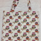 multi coloured Owls on cream  shopping bag, Tote bag