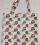 multi coloured Owls on cream  shopping bag, Tote bag - Image 1