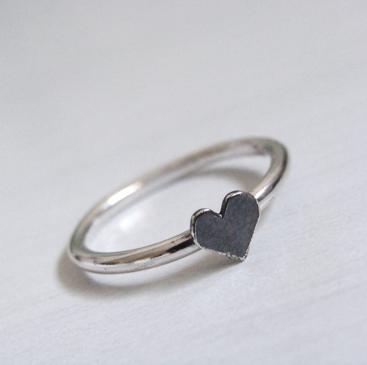Eco Sterling Silver Heart Midi Ring - Above Knu... - Folksy