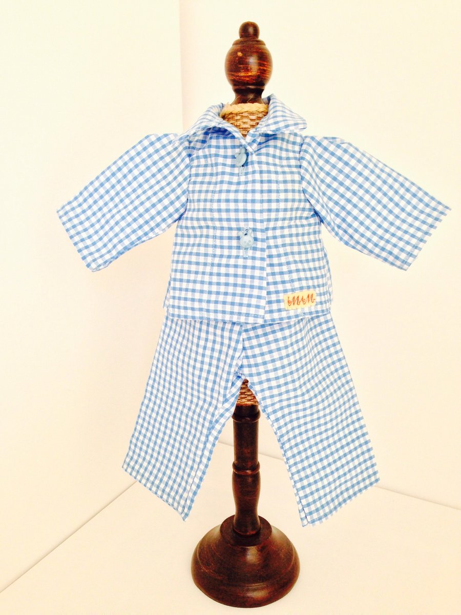 Blue checked pyjamas - 42cm doll