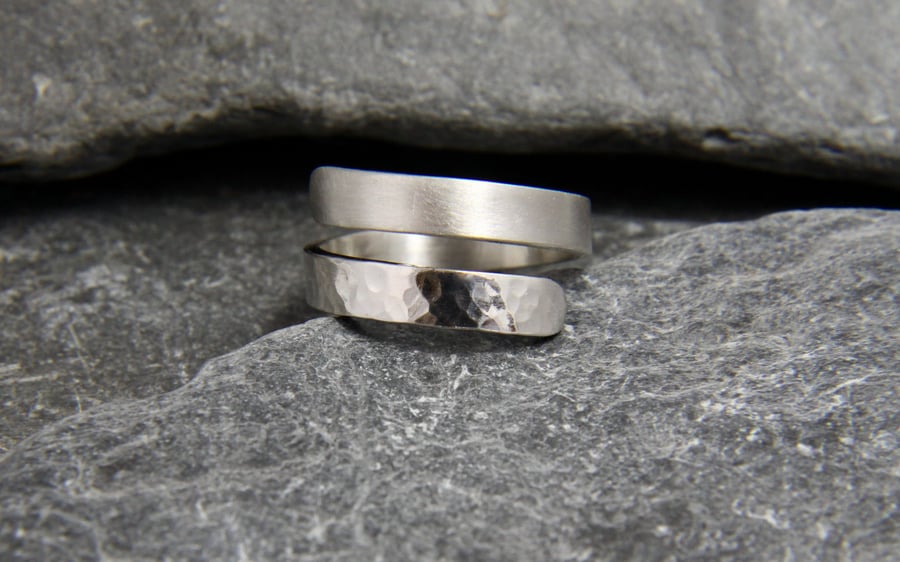 Reflections on the Sea Sterling Silver adjustable wrap ring 