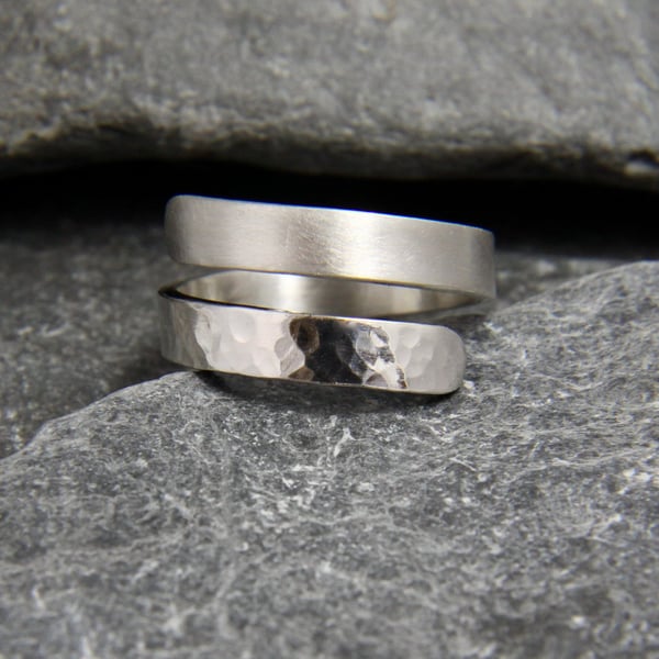 Reflections on the Sea Sterling Silver adjustable wrap ring 