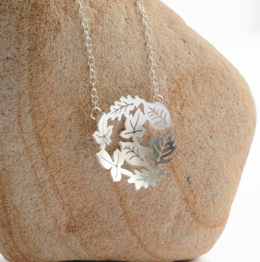 Silver Leaf Necklace - Dancing Leaves Necklace - Handmade Silver Necklace