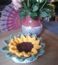 Set of 4 Crochet Sunflower Coasters and Basket  - Image 9