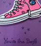 Bright sparkly birthday card with a converse shoe cloth patch. Teenager  - Image 2