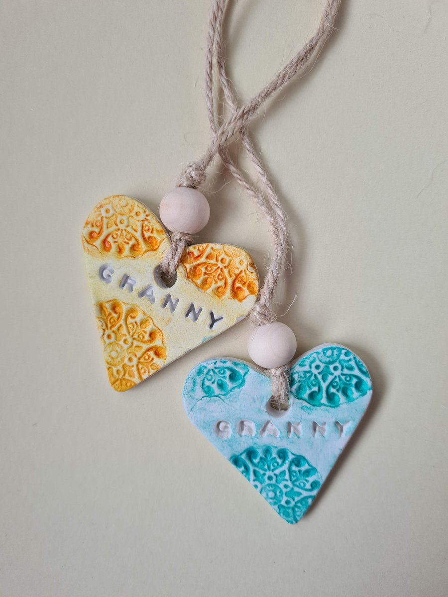Mothers Day clay hanging decoration for grandmother personalise home decor