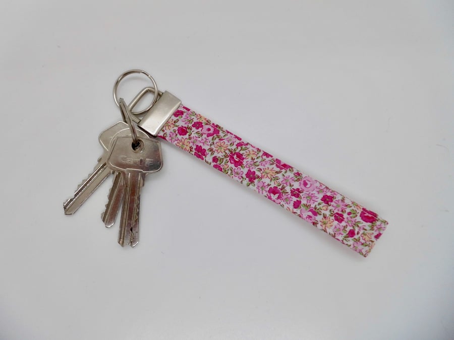 SOLD Wrist strap key ring pink floral