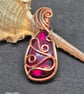 Dyed labradorite pendant hand wrapped in copper wire - Image 1