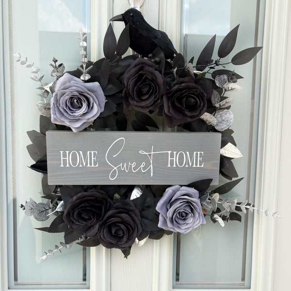Year round wreath, ghost wreath, gothic decor, goth style, spooky wreath, gothic