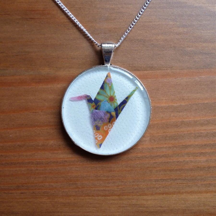 Origami crane necklace, kawaii jewellery, miniature paper crane pendant