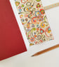 Red Leather Art Nouveau Journal with Ceramic Button, valentine gift, A6 - Image 4