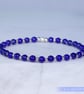 Bracelet Lapis lazuli gemstone and sterling silver stretchy handmade - Image 3