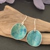 Water colour collection - hand painted aluminium earrings mottled green and teal