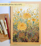 Golden Marigolds Original Oil pastel painting, A4 artwork, wall art - Image 3