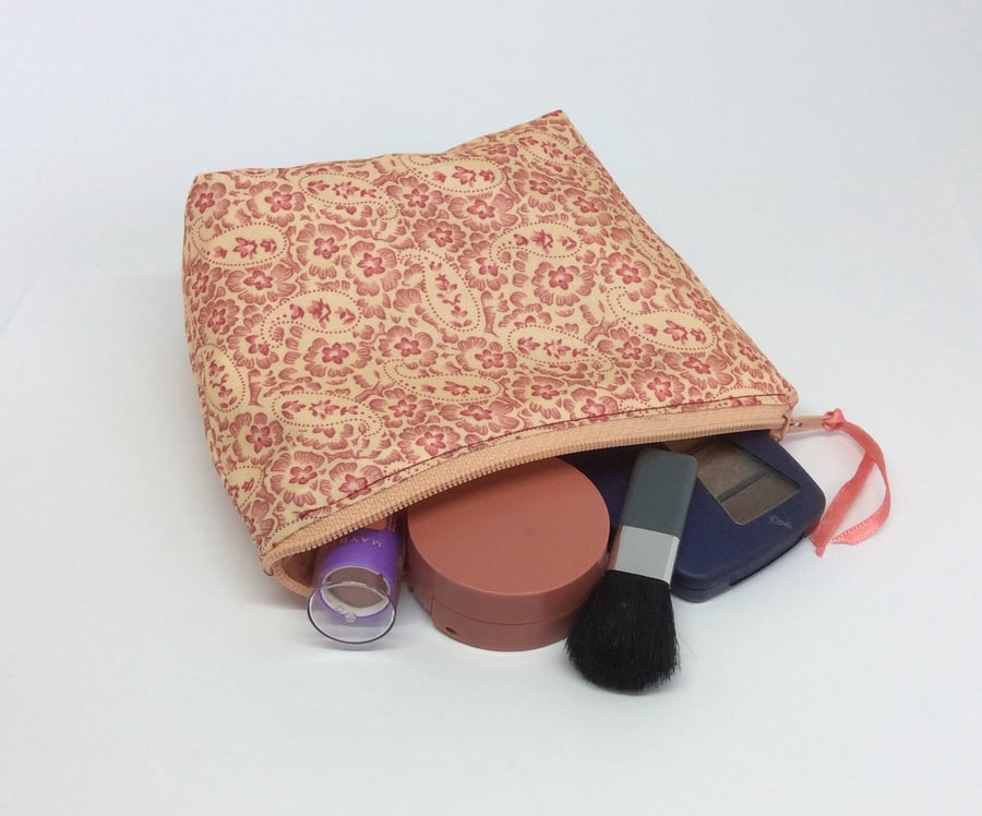 Small make up bag, cosmetics, zipped pouch, purse