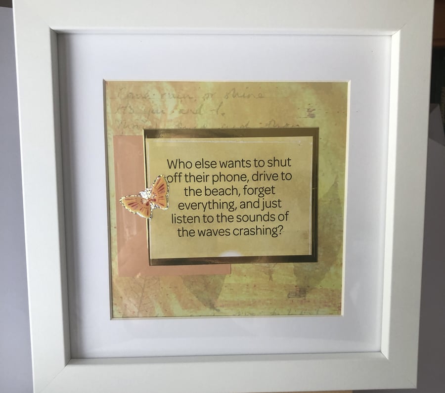 Framed Inspirational Beach Quote Art, Handmade Home Decor Gift