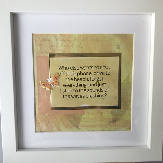Framed Inspirational Beach Quote Art, Handmade Home Decor Gift