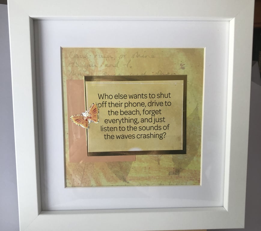 Framed Inspirational Beach Quote Art, Handmade Home Decor Gift