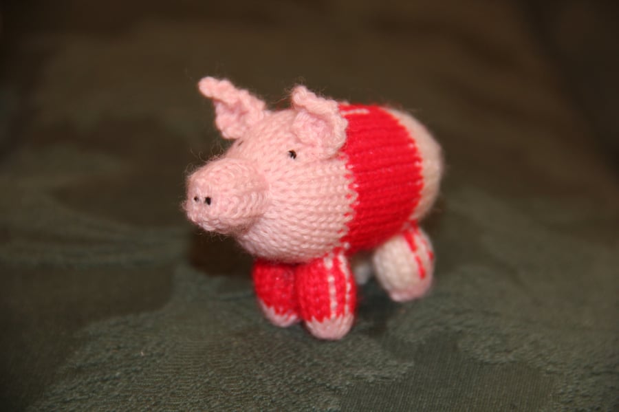 Hand Knitted Number 10 Footie Piglet