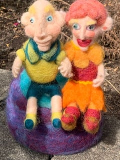 Needle Felted Happy Couple, Wool People, Felt Lady, Felt Man