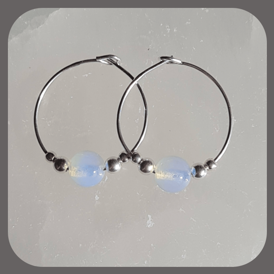 Opalite and Sterling Silver Earrings