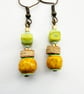 Yellow And Lime Green Dangle drop Boho Style Handmade Earrings - Image 3