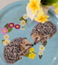 Hedgehogs in Primrose heart melamine tray, wildlife gift, serving tray - Image 4