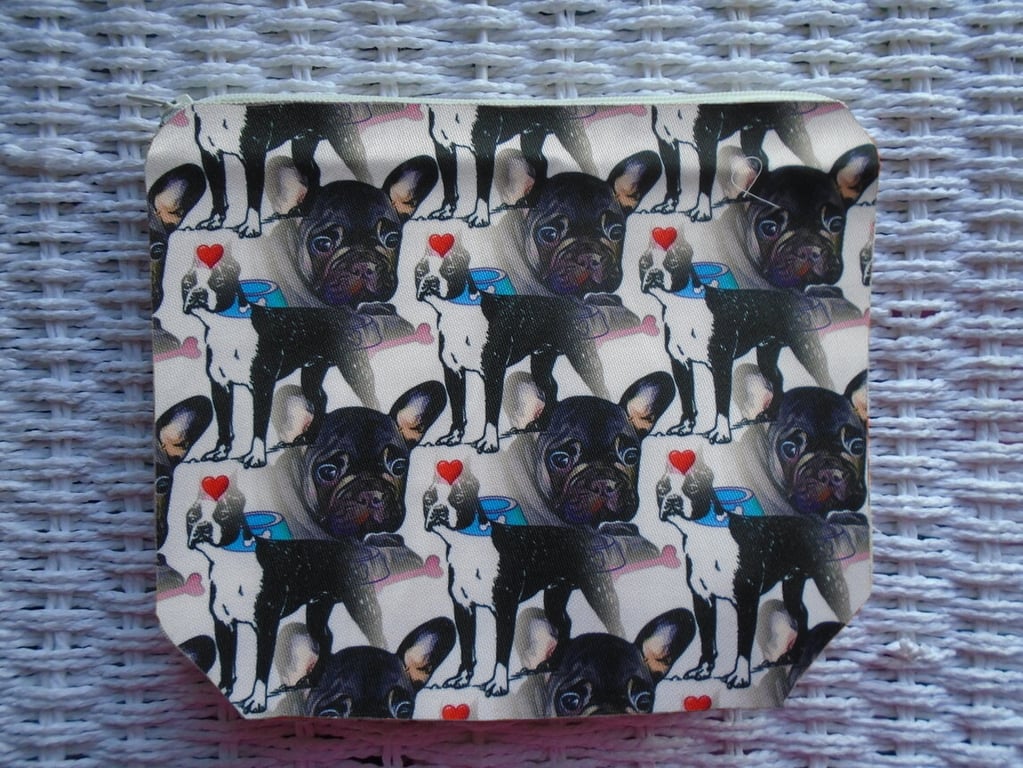 French Bulldogs Make Up Bag or Large Pencil Case.