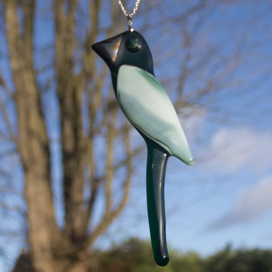 Green Glass Parrot Hanger - 3100