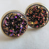 Pink and Gold Faux Druzy Stud Earrings, Ladies Stud Earrings