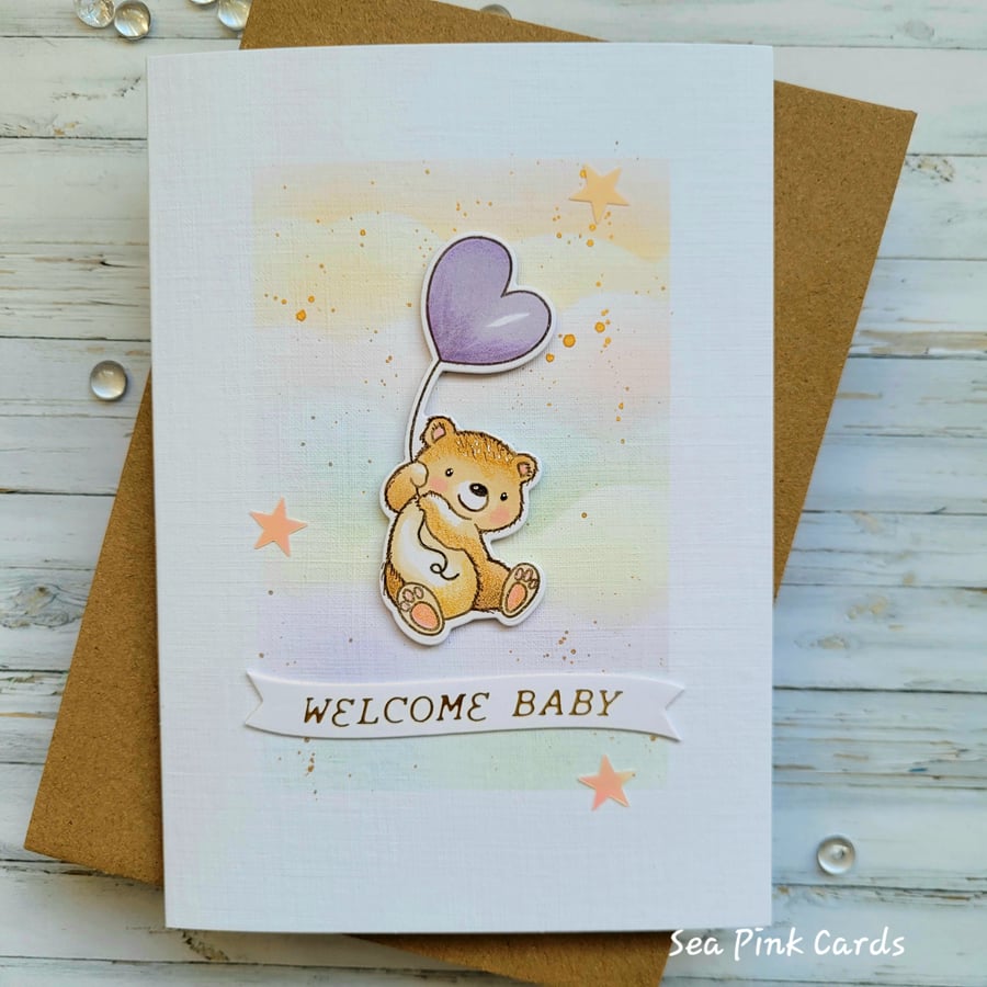 Teddy New Baby Card - baby congrats, new parents, grandparents