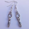 Goddess Woman Dangle Earrings Silver Plate 