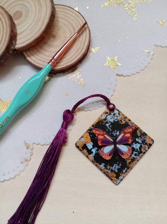 Wooden butterfly bookmark