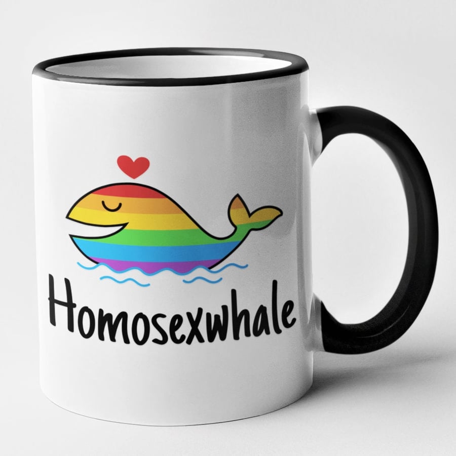 Homesexwhale Funny Mug Gay Pride Theme Rainbow Coffee Mug Sassy Hilarious Gift 