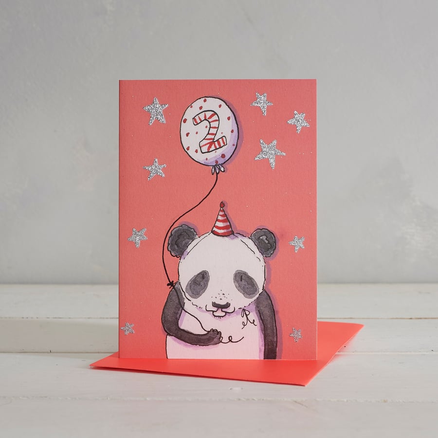 Children's 2nd Birthday Panda Greetings card