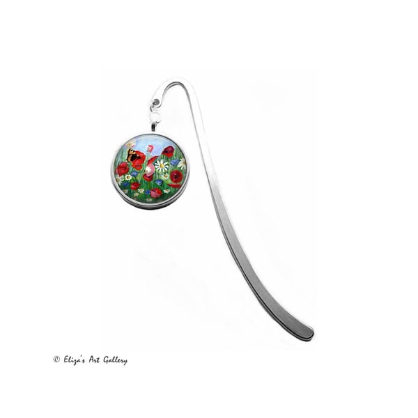Silver Plated Wildflower Art Cabochon Bookmark