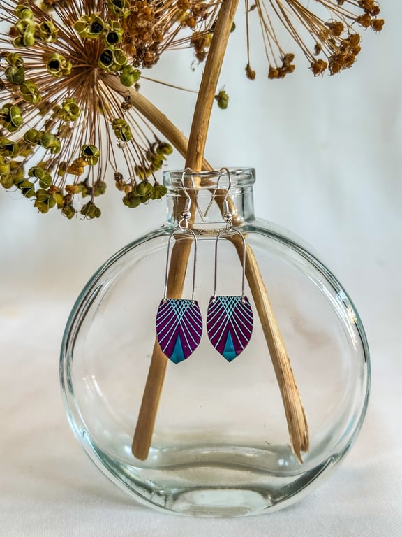 Art Deco style recycled tin earrings 