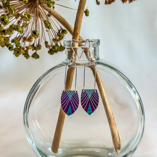 Art Deco style recycled tin earrings 