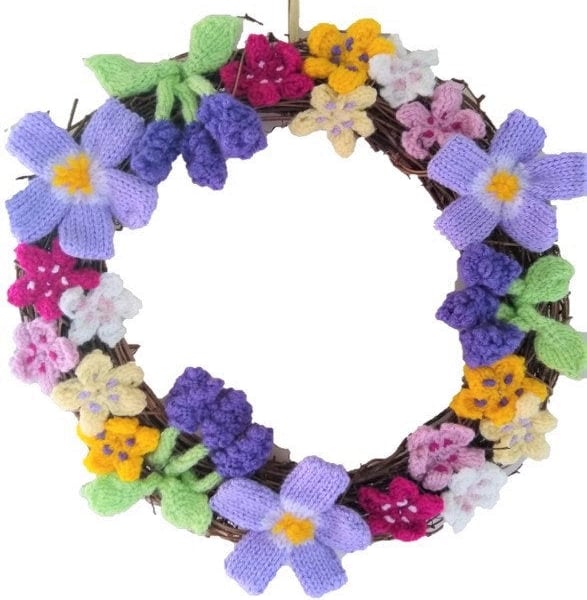 Knitting pattern for a Ring of Spring Flowers.  Digital PDF