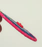 Cherry Cross Stitch round Keyring with Button Faces - Image 3