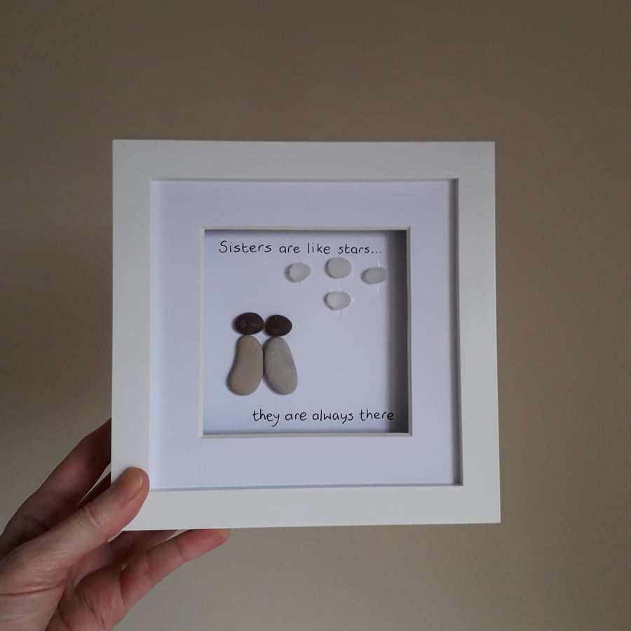 Pebble & Sea Glass Art , Unique Gifts for Sisters