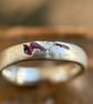 Sterling Silver Sand Cast Rough Ruby Ring Band